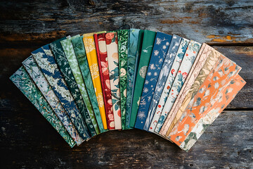Artistic Arrangement of Folded Papers on a Wooden Table