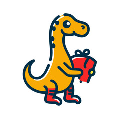 Obraz premium Baby dinosaur holding baby socks - icon for children's products and services