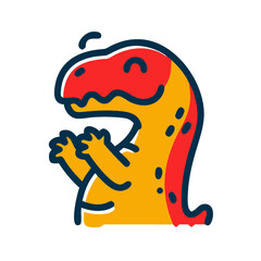 Baby dinosaur playing peek-a-boo - icon for children's products and services