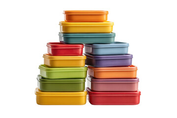 PNG Colorful stack of multicolored plastic containers