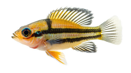 Colorful freshwater fish with striking fins swimming gracefully
