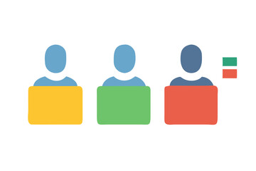 Three Colorful User Icons Teamwork, Collaboration, and Diversity