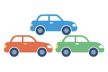 Fototapeta premium Colorful Car Icons Blue, Red, Green Vehicle Illustration