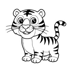 Tiger drawing illustration for kids coloring book