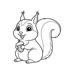 Squirell drawing illustration for kids coloring book