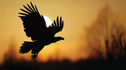 Obraz premium eagle silhouette, fliying bird silhouette