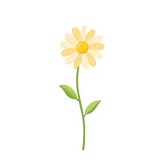 Obraz premium Flat Daisy Flower with Stem – Minimal Style
