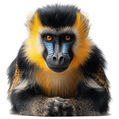 Obraz premium Portrait of a colorful Mandrill monkey, captivating gaze and intricate fur details