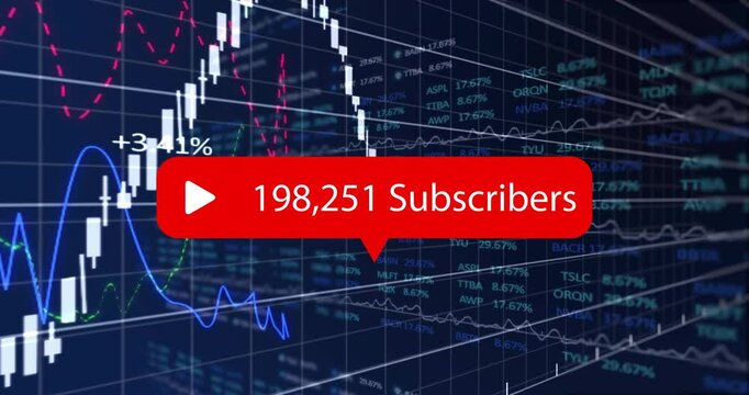 Opening black screen revealing red bubble updating counts, bars and graphs animating rising trends