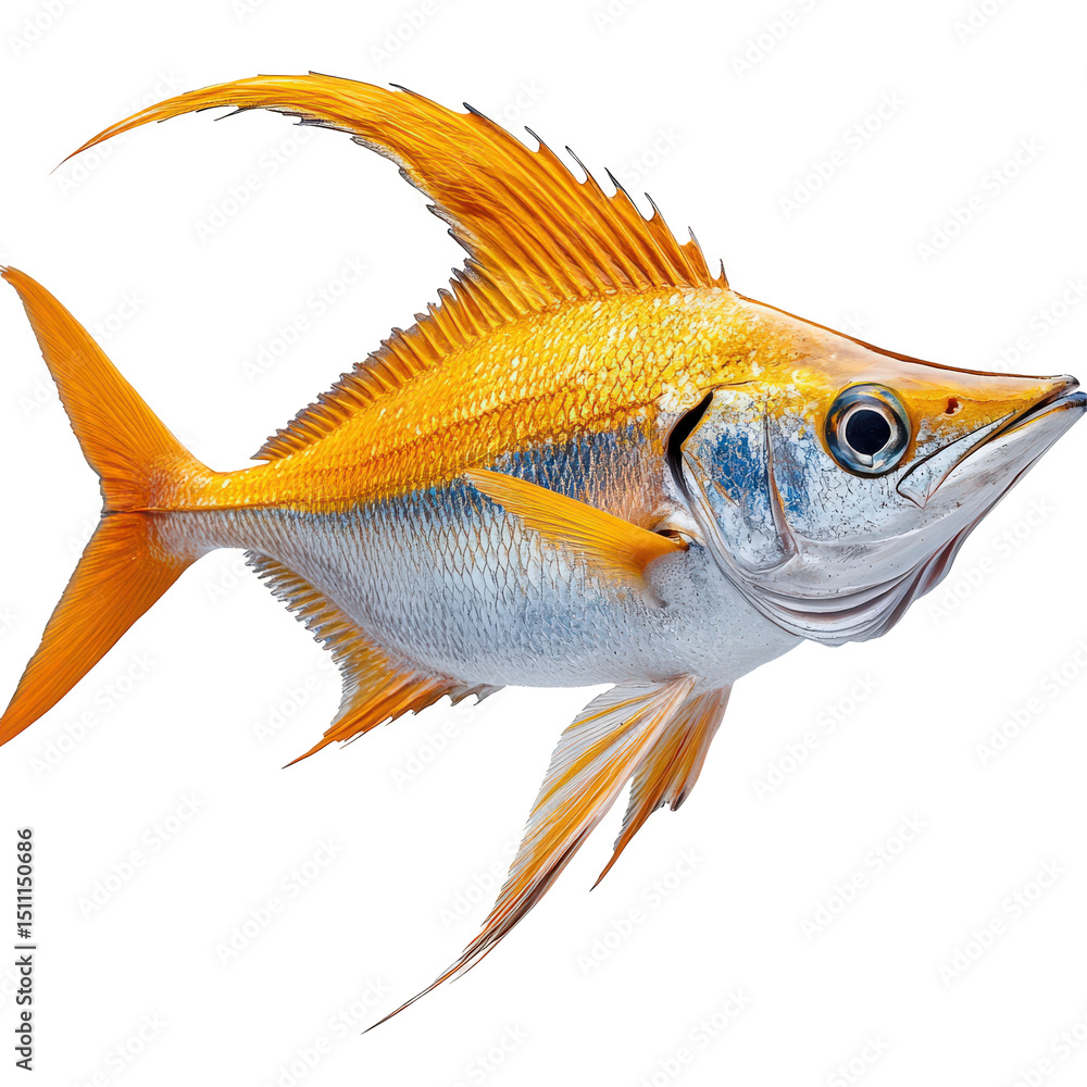 Poster magnificent golden fish with intricate details on transparent background image