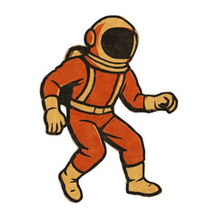 Obraz premium PNG Retro astronaut exploring space adventure.