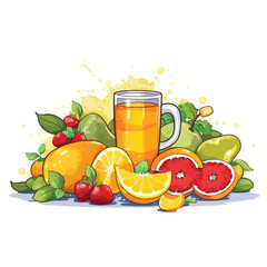 Nutritious Fresh Fruits Grouped Together for Healthy Diet Plan in Orange and Juicy Visual - EPS Vector Illustration