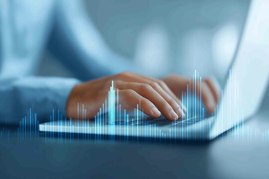Businessman analysis calculates financial data of growth for longterm investments with digital graph and profitability of companies with positive indicators