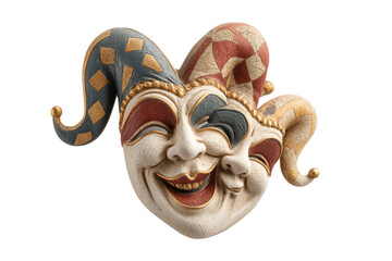 PNG Colorful jester masks with smiling faces and harlequin pattern