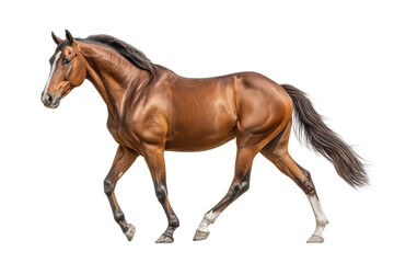 Obraz premium PNG Elegant brown horse trotting on a white background