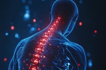 Detailed anatomical illustration of the human spine.
