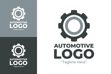 Minimalist Automotive Logo with Gear for Auto Services
