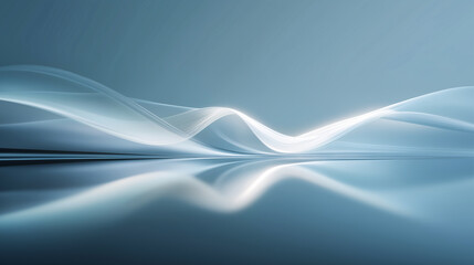 Obraz premium Smooth, abstract wave design with a reflective surface and a calming blue gradient background.