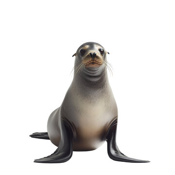 Close-up view of a sea lion isolated on transparent background.