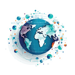 Global Connectivity and Network Systems Vector Illustration Isolated on White Background for Business Presentations and Technology Concepts