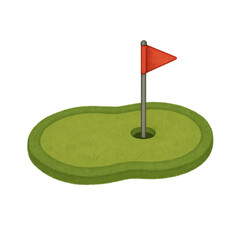 Golf game action golf course illustration outdoor eye-level sport strategy for fun engagement