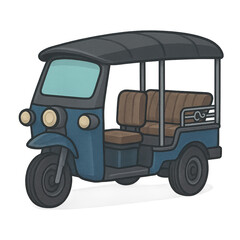 Tuk tuk ride experience urban streets illustration vibrant environment side view fun transport concept