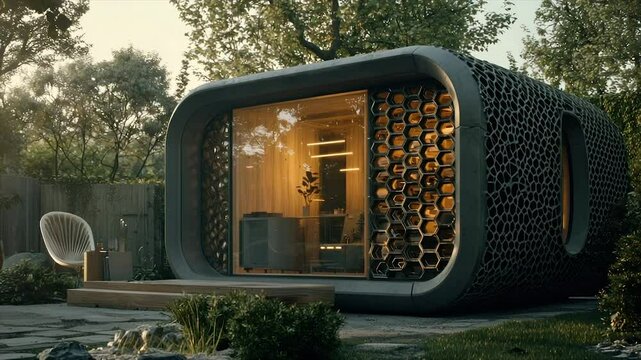 Modern,  modular,  outdoor  workspace.  Private  garden  office
