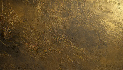 An intricate surface of gold foil with swirling organic textures and etched lines