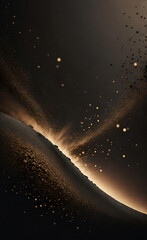 A cosmic or abstract landscape, with golden glow emerging from a dark textured surface