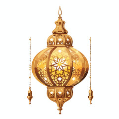 Exquisite Golden Arabic Lamp Hanging Decoration Vector Illustration for Elegant Designs