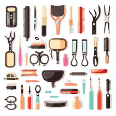 Professional Hair Salon and Barber Shop Tools Design Vector Illustration