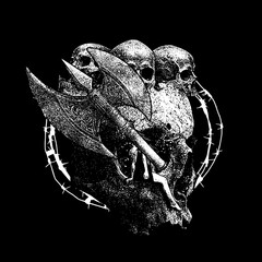 skull dark art vector template illustration for clothing brand and streetwear