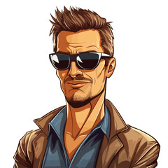 Obraz premium Cool Man with Sunglasses Cartoon Vector Illustration - Professional Quality Design