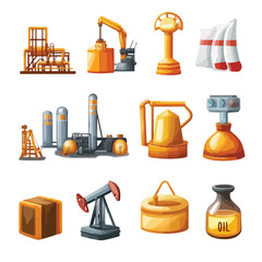 Professional Petroleum Oil Extraction and Refinement Related Illustration for Industry Use