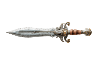 PNG Ornate medieval sword with decorative grip and intricate blade design
