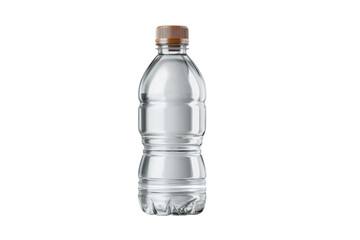 Fototapeta premium PNG Transparent plastic water bottle with brown cap on black background