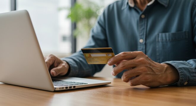 Photo of Man Using Laptop And Credit Card For Online Transaction