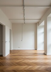 Obraz premium Photo of Room Interior Empty with Parquet Floor Architecture Space