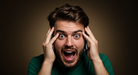 Photo Of Shocked Man Holding Head in Surprise Expression