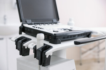 Modern ultrasound machine in clinic. Medical equipment