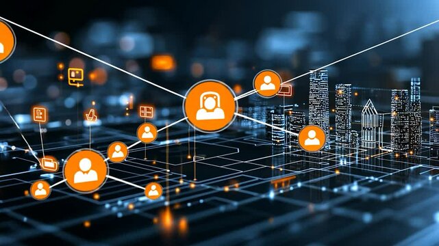 Global Network: Digital Cityscape of Interconnectedness