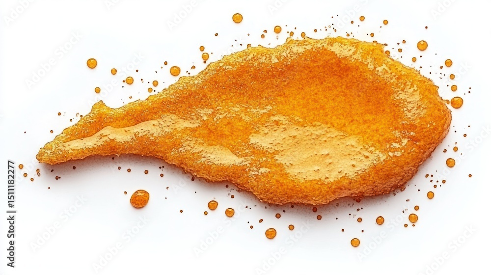 Poster abstract blob of honey or amber liquid with splatters