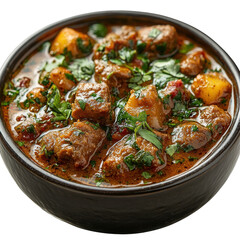 Fototapeta premium Authentic and delicious Indian lamb curry dish with fresh herbs and spices