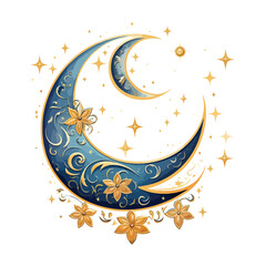 Eid Mubarak Calligraphy Card with Moon - Religious Festival Greeting Design for Islamic Community Celebrations