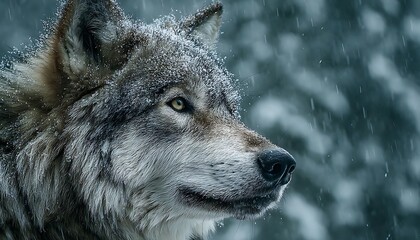 Obraz premium Gray Wolf in Snowy Forest.