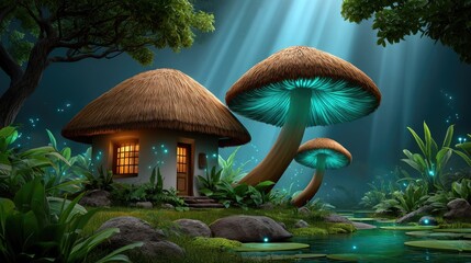 Fairy tale mushroom hut fantasy