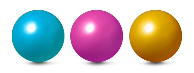 三色のカラフルなゴムボール