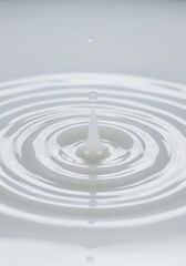 Close Up of Liquid Milk Drop and Ripple Abstract Background