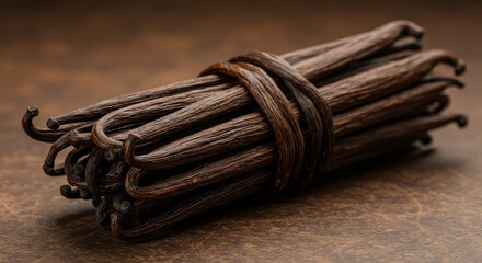 Close Up Photo of Aromatic Brown Vanilla Beans Bundle Gourmet Spice