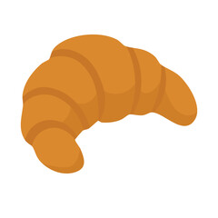 Vector croissant in warm tones, soft cartoon pastry clipart for cozy breakfast and cafe designs.